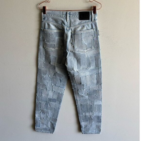 Levis Women Straight Leg High Rise Column Taper Patchwork Jeans Denim Size 25 30 - Picture 9 of 14